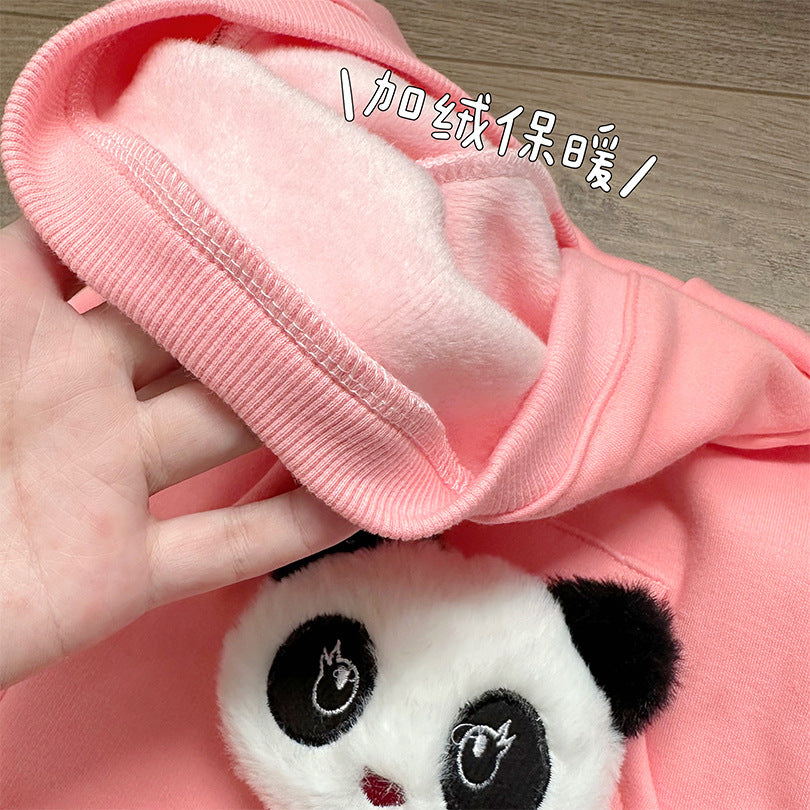 Pink Panda Velvet Thickened Cotton Elastic Cat And Dog Clothes Teddy French Dou Corgi Fashionable And Cute Autumn And Winter Bags