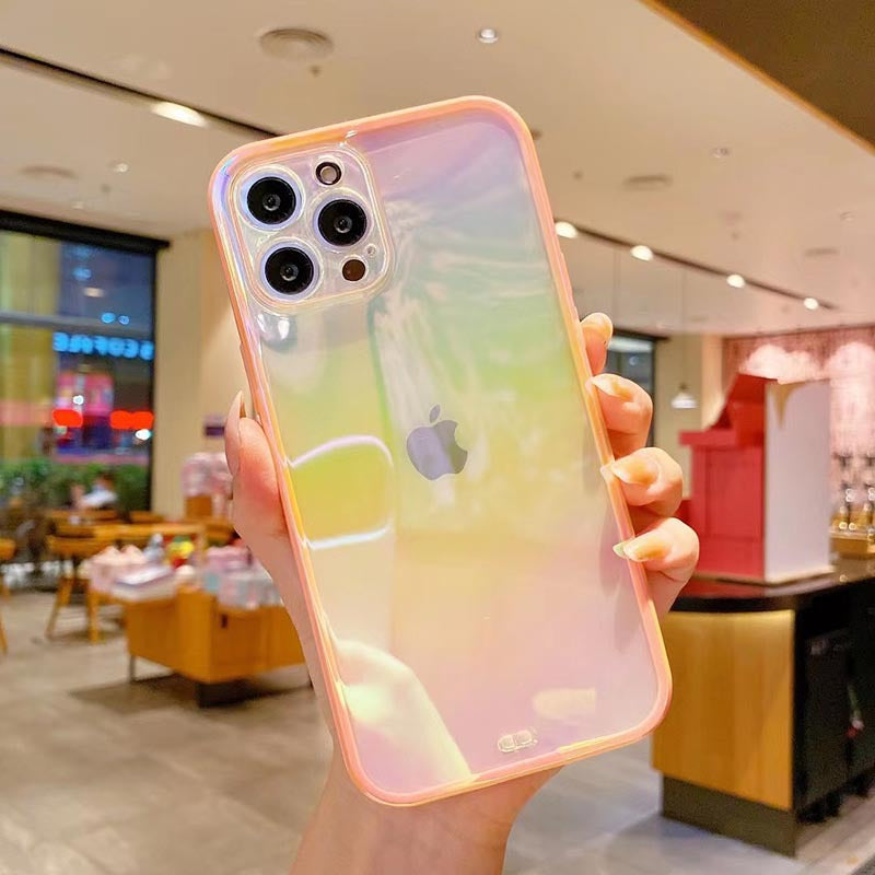 Transparent colorful iphone12 laser case