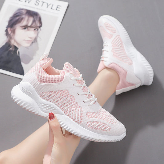 Spring And Summer Flying Woven Mesh Women&amp;amp;amp;amp;amp;amp;#039;s Shoes Breathable Sports Shoes Deep Mouth Lace-up Platform Casual Shoes Women&amp;amp;amp;amp;amp;amp;#039;s Running