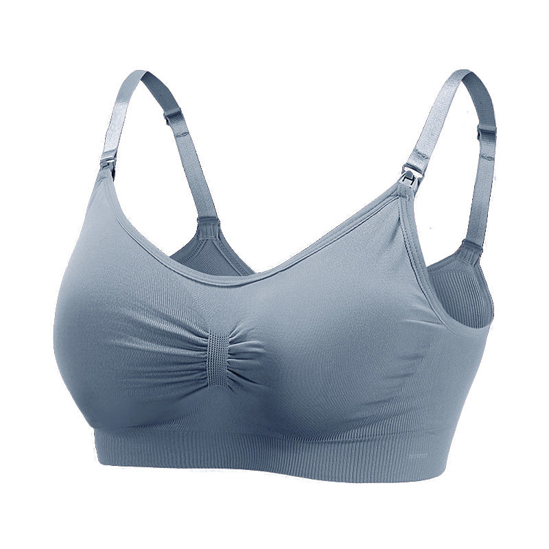 Pregnant Women's Front Buckle Seamless Large Size Breastfeeding Bra Breastfeeding Adjustment Type Gathered Postpartum Thin Breastfeeding Bra Underwear