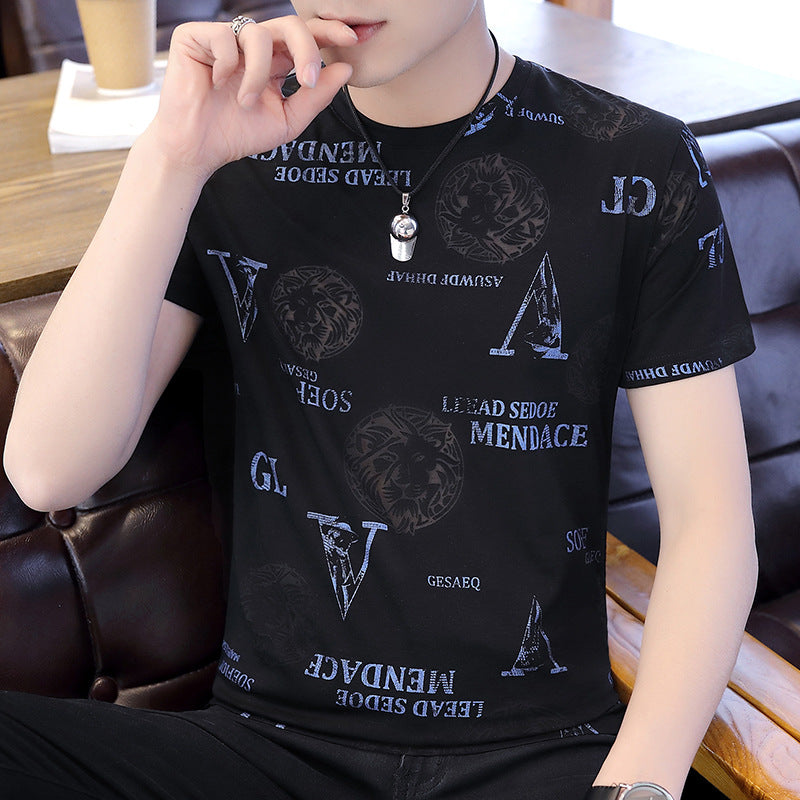 Short-sleeved T-shirt Men's 2022 Summer New Men's Bottoming Shirt Korean Version Of The White T Half-sleeved T-shirt Men's Fashion Brand Clothes