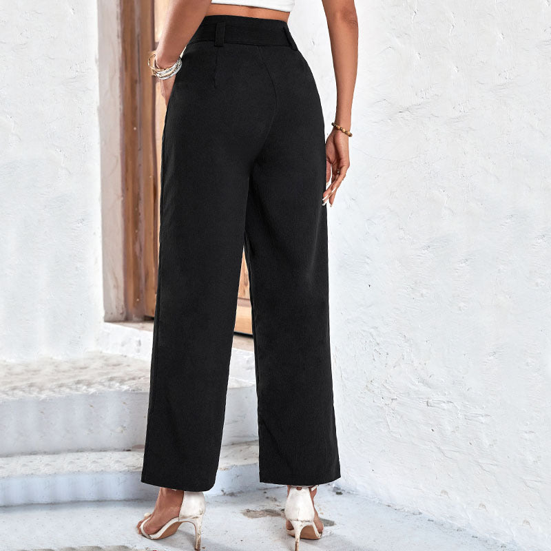 Black High Waist Wide-leg Pants Women