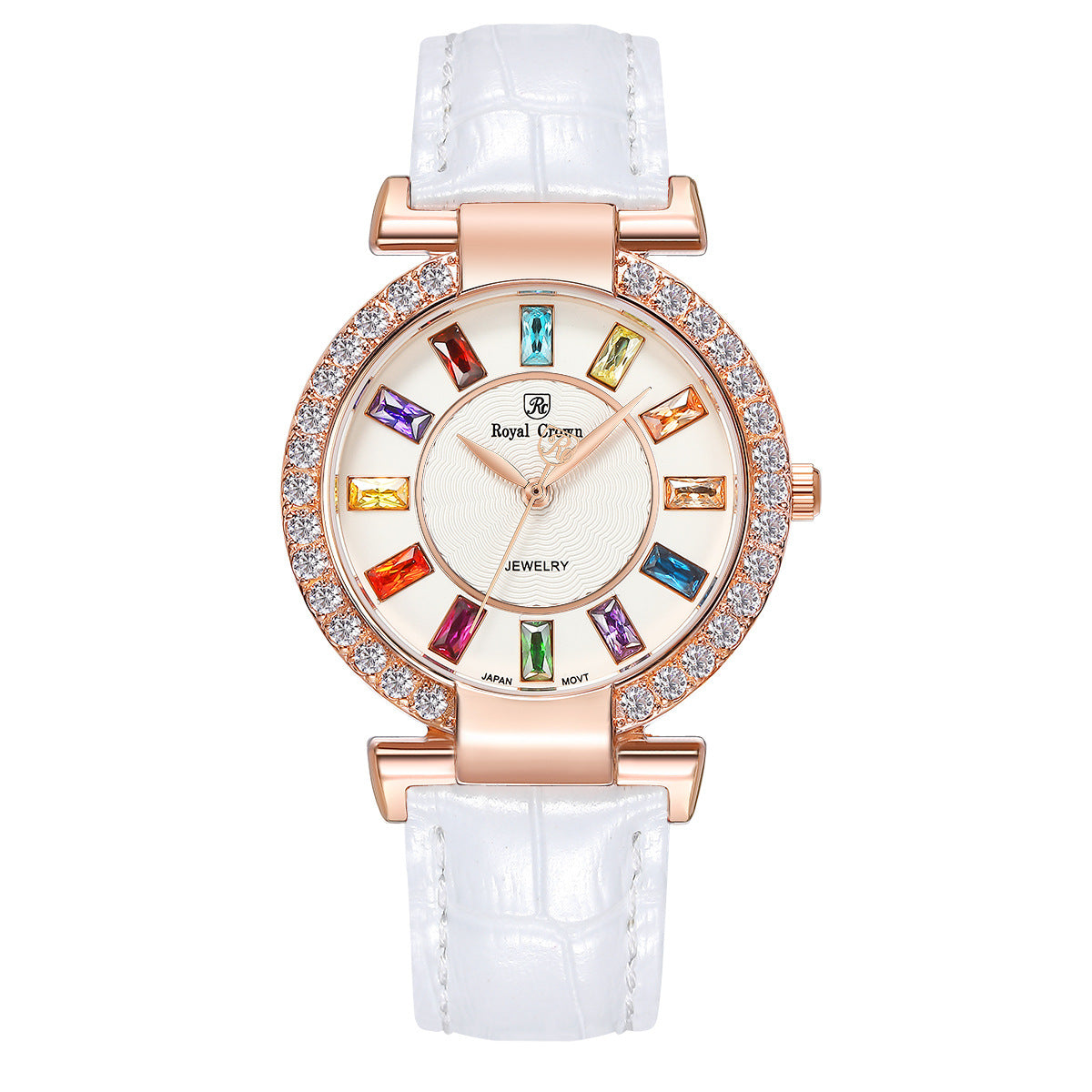 Royal Crown Royakron Watch Casual Belt Color Inlaid Zircon Fashion Women's Watch