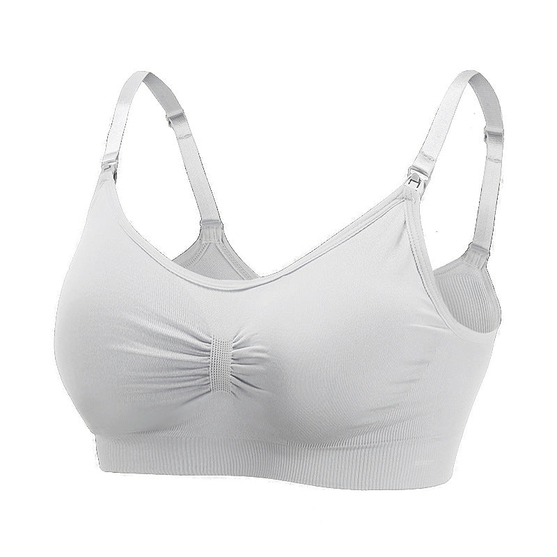 Pregnant Women's Front Buckle Seamless Large Size Breastfeeding Bra Breastfeeding Adjustment Type Gathered Postpartum Thin Breastfeeding Bra Underwear