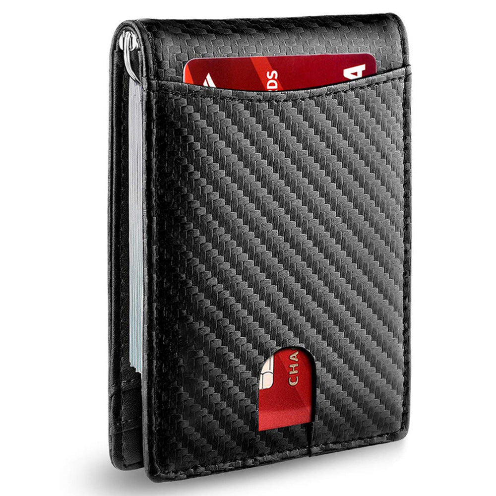 Baoshi Road's New Microfiber Wear-resistant Rfid Card Holder Carbon Fiber Card Holder Multi-card Slot Wallet Dollar Clip