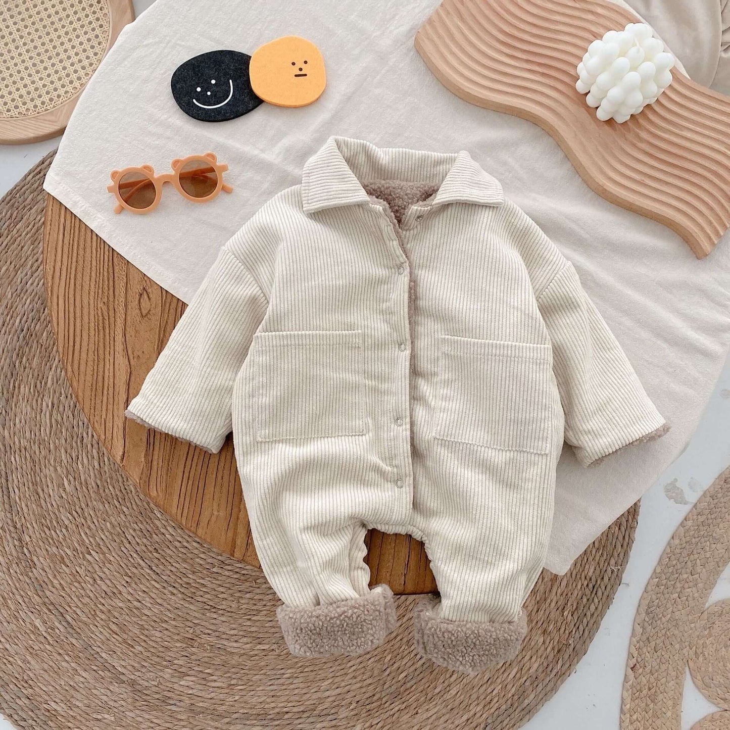 0-2 Years Old Baby Corduroy Bodysuit Boy Baby Winter Clothes-globaltradeleader