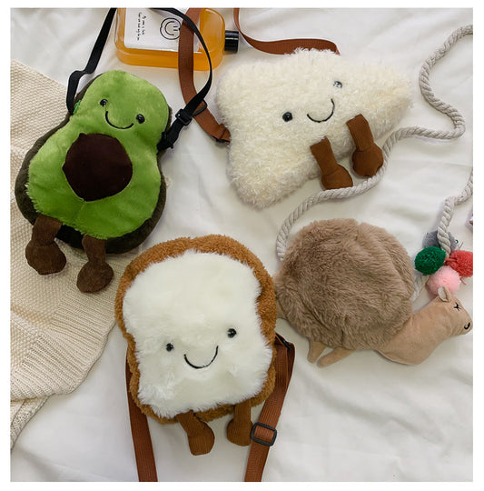 Korean Version Of Cute Cartoon Anime Plush Bag Small Fresh Girl One-shoulder Messenger Bag Soft Girl Student Mini Mobile Phone Bag