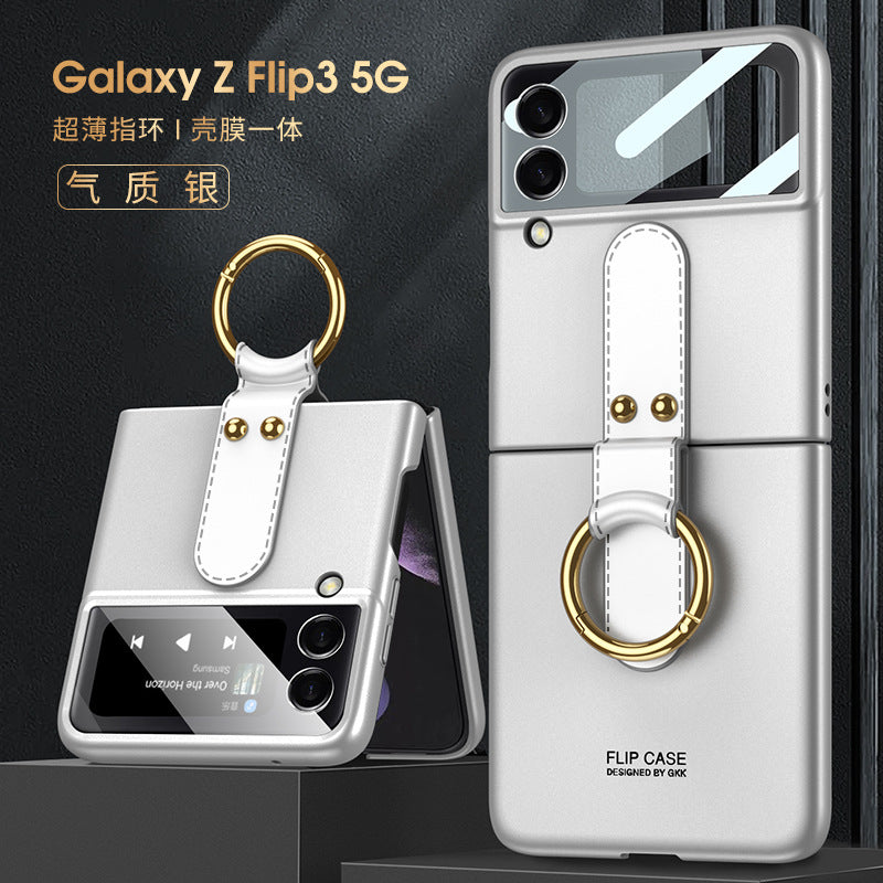 Suitable For Samsung Galaxy Z Flip3 Mobile Phone Shell Ultra-thin Flip3 Ring Buckle Folding Mobile Phone Protective Cover GKK