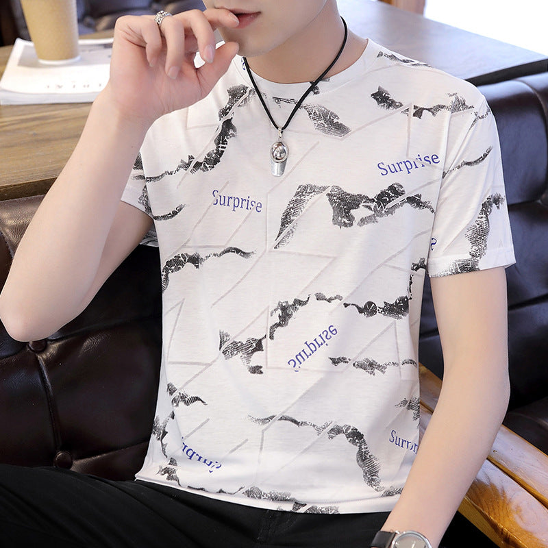 Short-sleeved T-shirt Men's 2022 Summer New Men's Bottoming Shirt Korean Version Of The White T Half-sleeved T-shirt Men's Fashion Brand Clothes