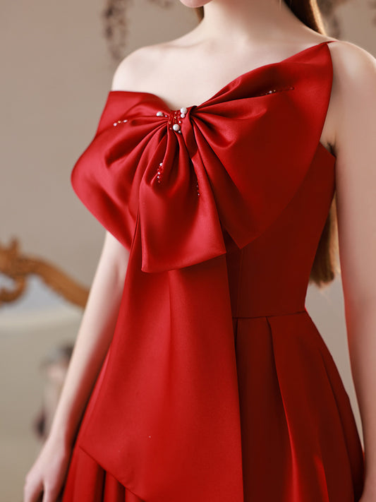 Tube Top Toast Dress Bride 2022 New Temperament Engagement Wedding Wine Red French One-shoulder Dress Skirt Spring And Summer