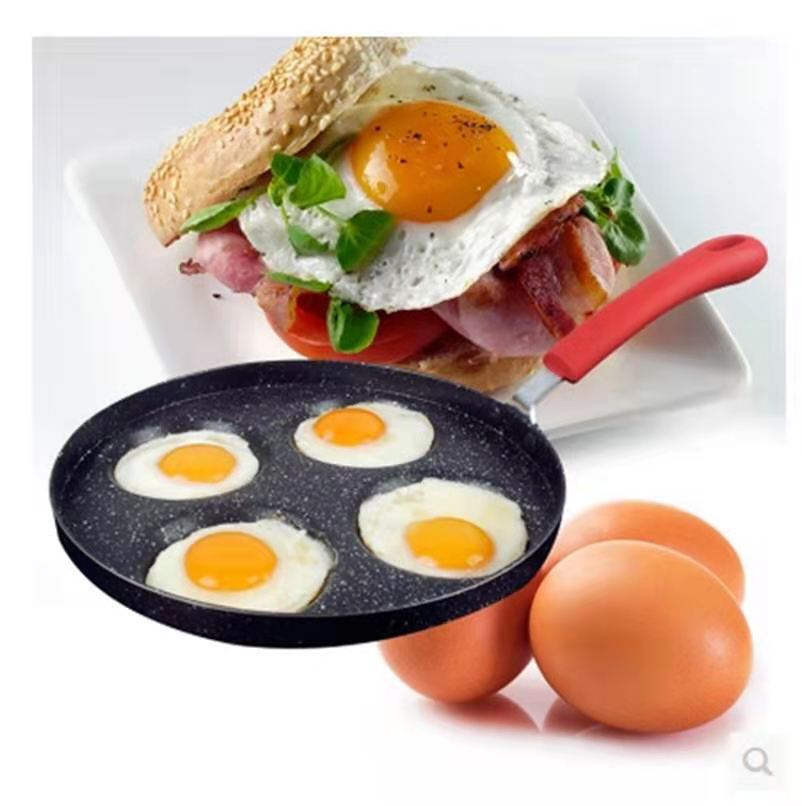 New Cross-border Omelette Pan Maifan Stone Non-stick Pan Steak Four-hole Breakfast Pan Induction Cooker Gas Universal