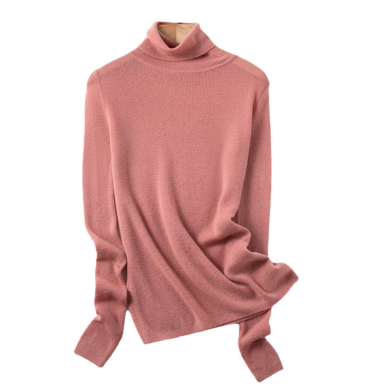 Autumn Turtleneck Sweater Slim Fit Inside Thin Sweater Women's 100 Pure Wool Pile Collar Bottoming Sweater Winter