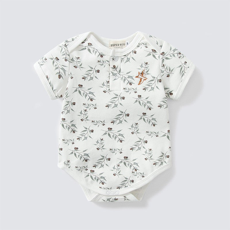 Cross-border Spot Baby Newborn Clothes Triangle Short-sleeved Romper T-shirt Bag Fart Clothes Climbing Clothes Baby Jumpsuit