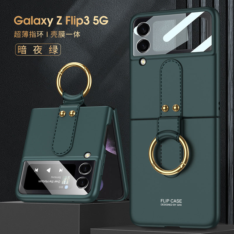 Suitable For Samsung Galaxy Z Flip3 Mobile Phone Shell Ultra-thin Flip3 Ring Buckle Folding Mobile Phone Protective Cover GKK