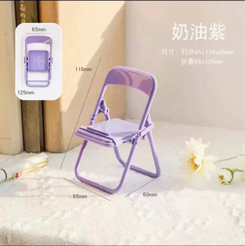 Cross-border New Product Ins Chair Mobile Phone Holder Desktop Decoration Foldable Cute Niche Storage Mobile Phone Holder Gift