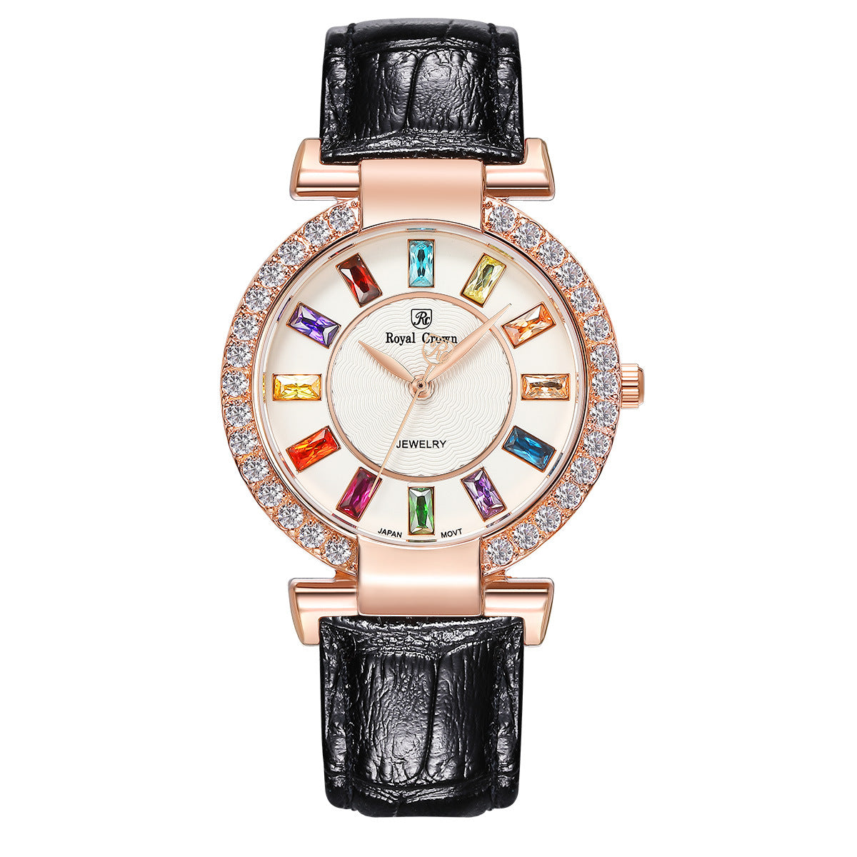 Royal Crown Royakron Watch Casual Belt Color Inlaid Zircon Fashion Women's Watch