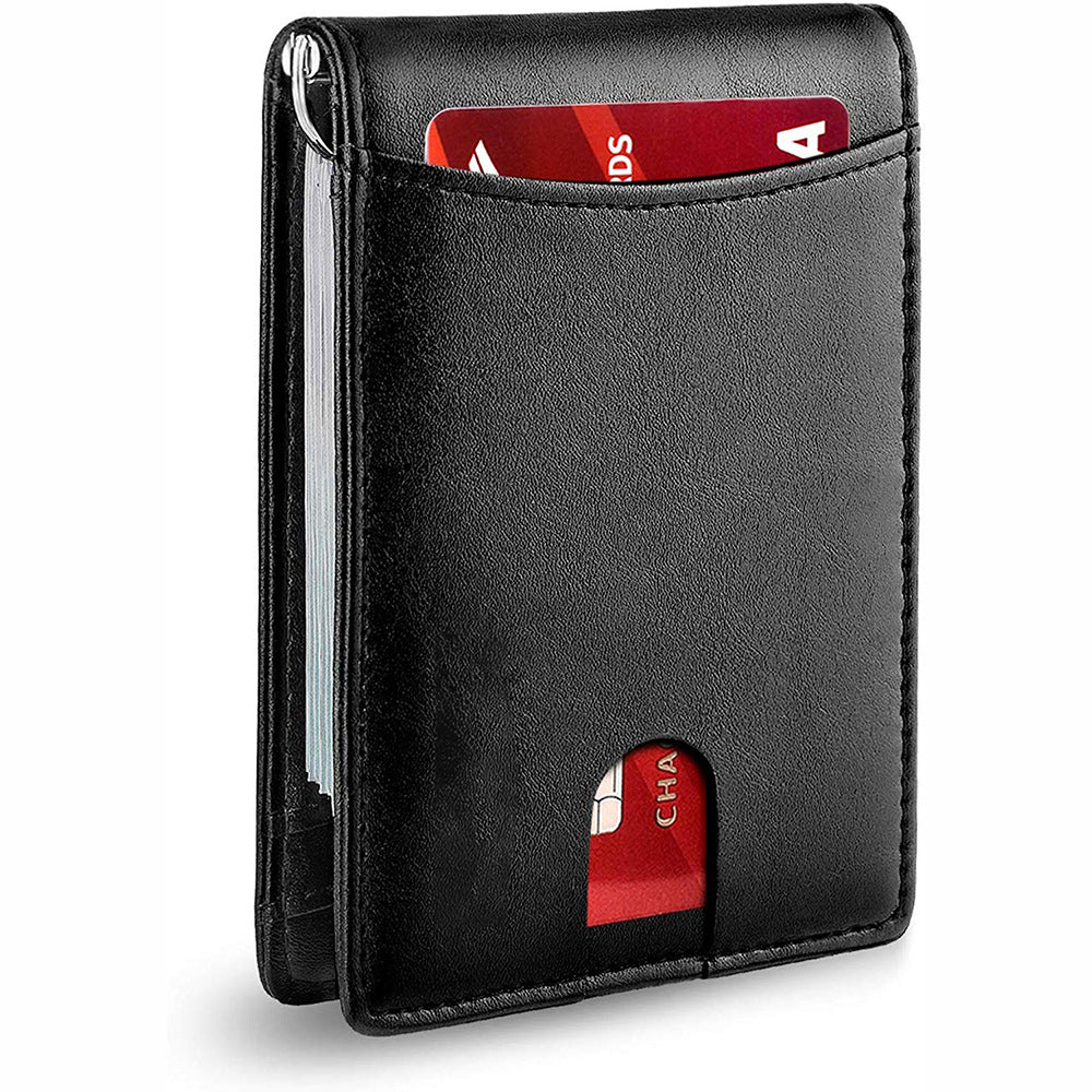 Baoshi Road's New Microfiber Wear-resistant Rfid Card Holder Carbon Fiber Card Holder Multi-card Slot Wallet Dollar Clip