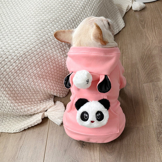 Pink Panda Velvet Thickened Cotton Elastic Cat And Dog Clothes Teddy French Dou Corgi Fashionable And Cute Autumn And Winter Bags