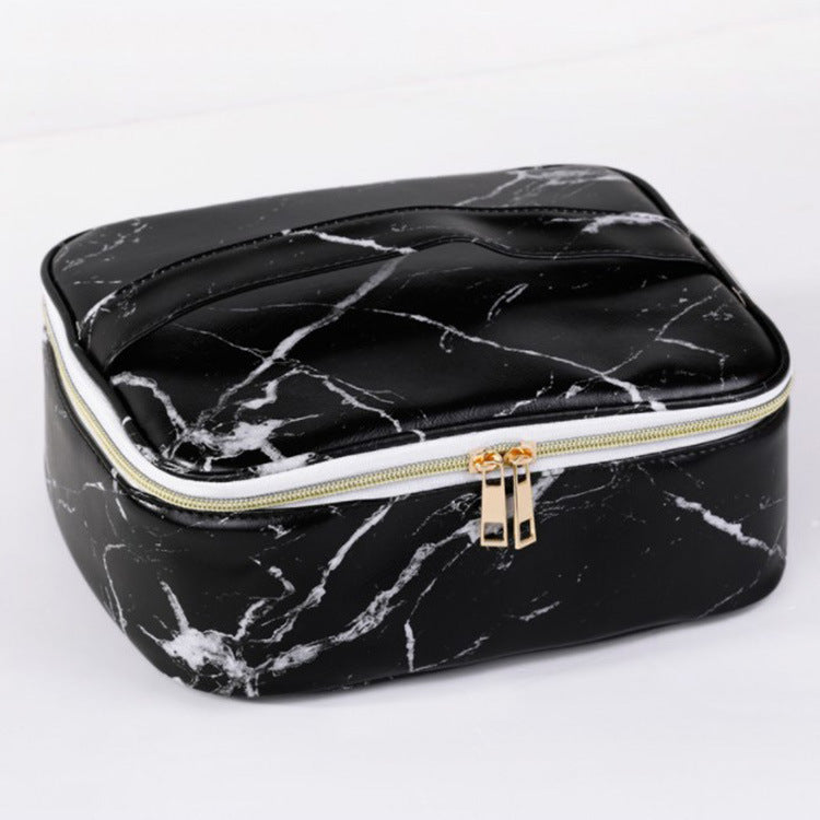 PU Waterproof Marble Cosmetic Bag Travel Portable AB Wash Bag Large-capacity Portable Layered Storage Bag