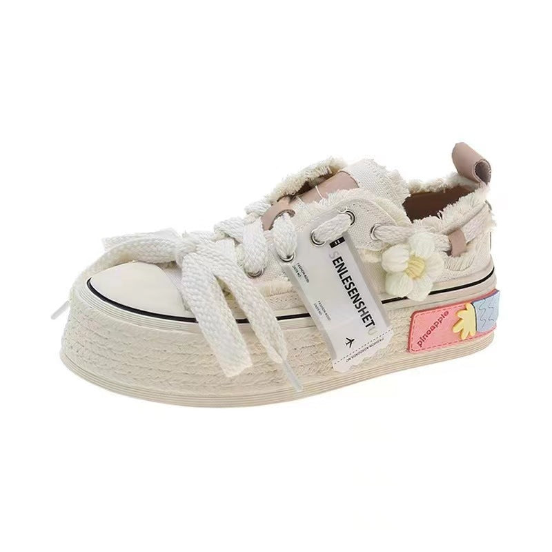 Small Fragrant Style Thick-soled Beggar Canvas Shoes Women