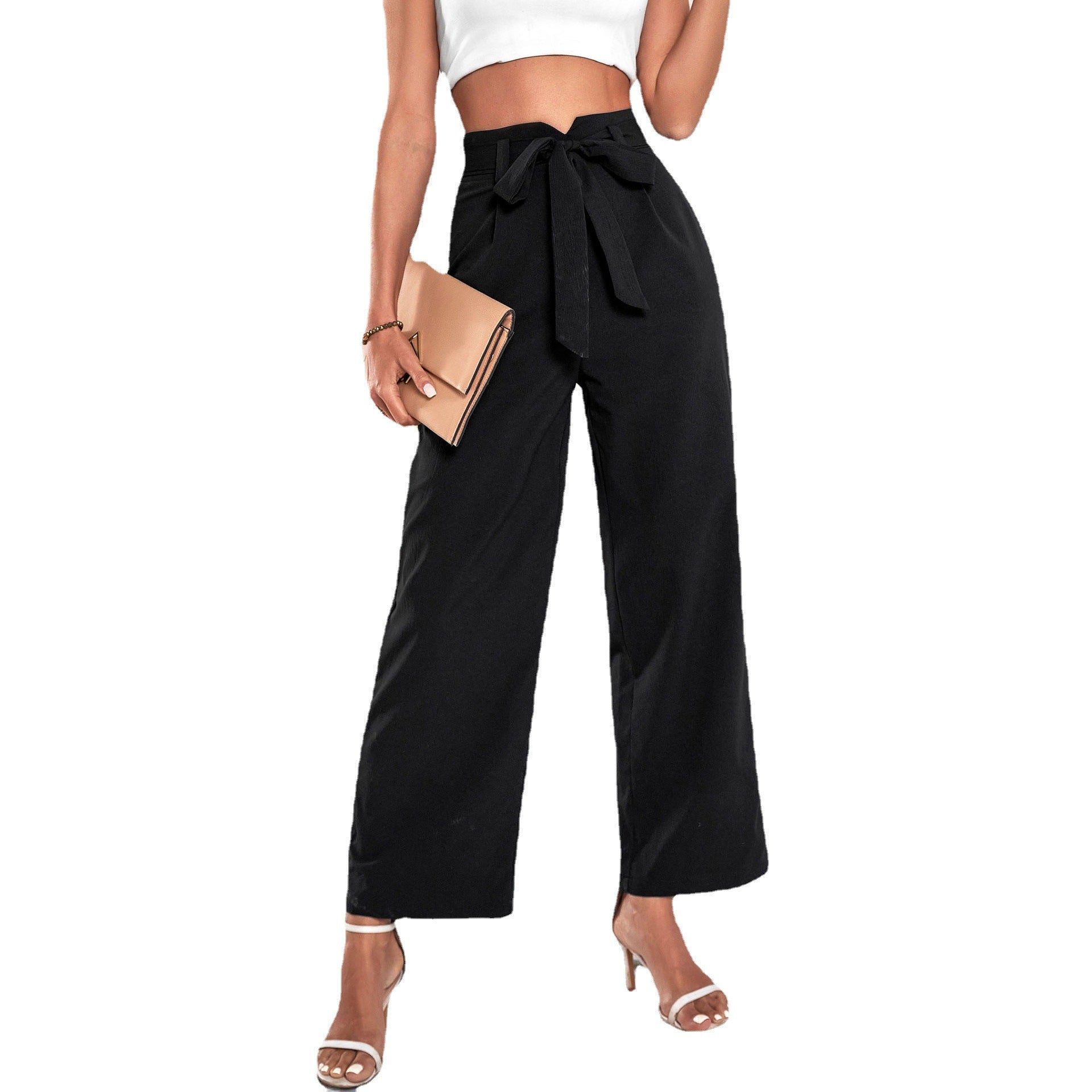 Black High Waist Wide-leg Pants Women