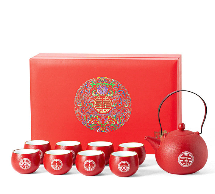 Ceramic Wedding Red Tea Set Toast Cup