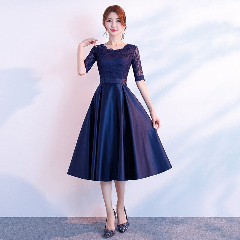 The End Elegant Long Sleeve Thin Company Annual Meeting Black Dress Dress Long Section