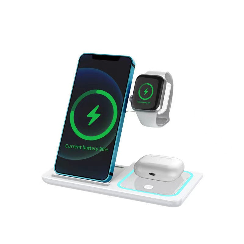 Three-in-one Mobile Phone Watch Headset Wireless Charger Folding Stand