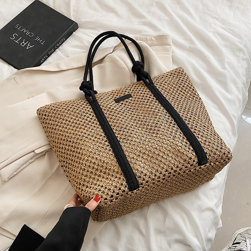 Summer Straw Bags For Women Big Handmade Beach Bags 2022 Rattan Woven Handbags Travel Shopper Casual Resort Style Shoulder Bags