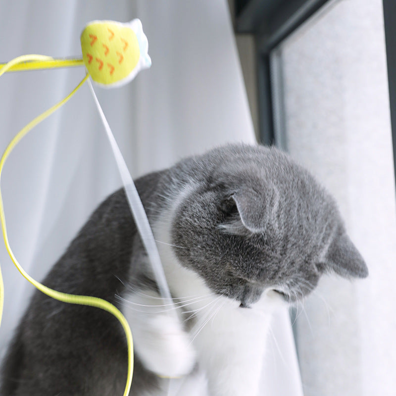Funny Cat Stick Sounding Bells Tassels Fruit Shapes Relieve Boredom