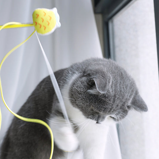 Funny Cat Stick Sounding Bells Tassels Fruit Shapes Relieve Boredom