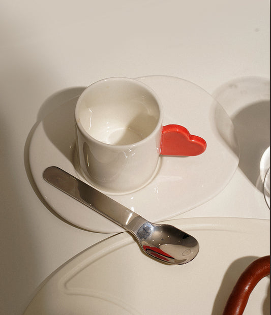 Heart Coffee Handmade Creative Cup And Saucer Set