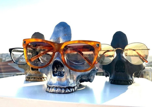Skull Glasses Frame Sculpture Resin Ornament