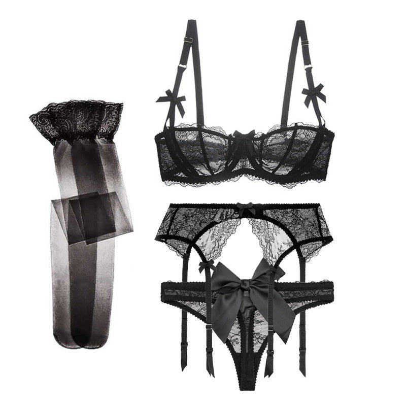 Half Cup Lace Bra Set Women
