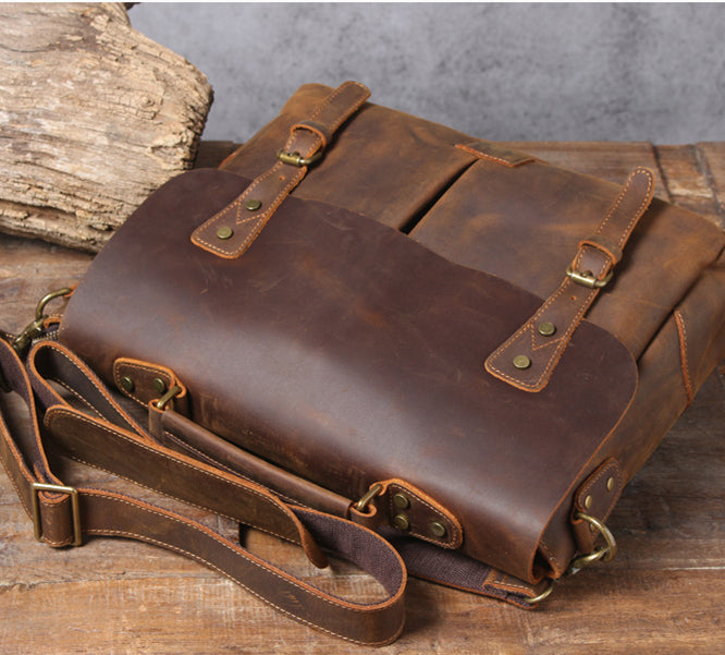 Retro Cowhide Men's Portable Briefcase Shoulder Computer Bag