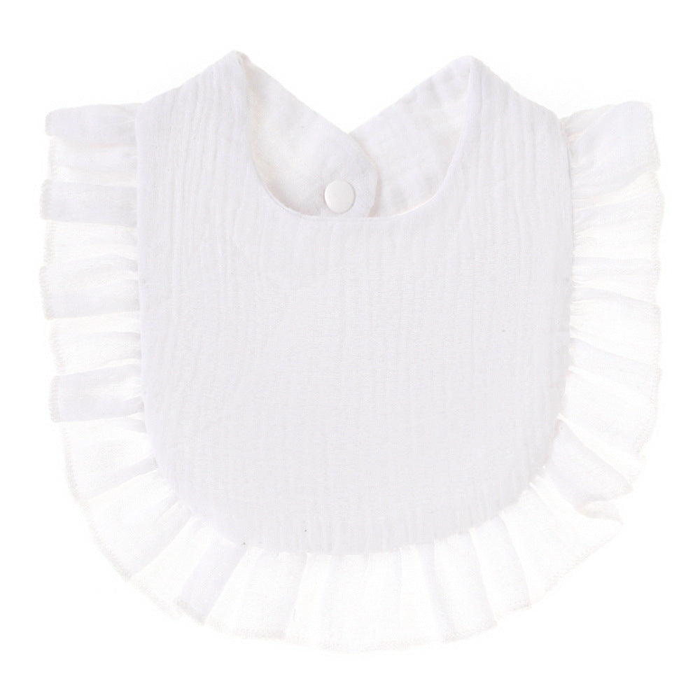 Ruffled Cotton Gauze Lace Bib Saliva Pocket