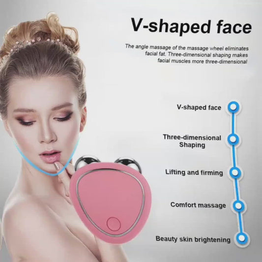 Portable Facial Micro-current Beauty Instrument For Lifting Thinning And Reducing Edema With Double Roller Massager