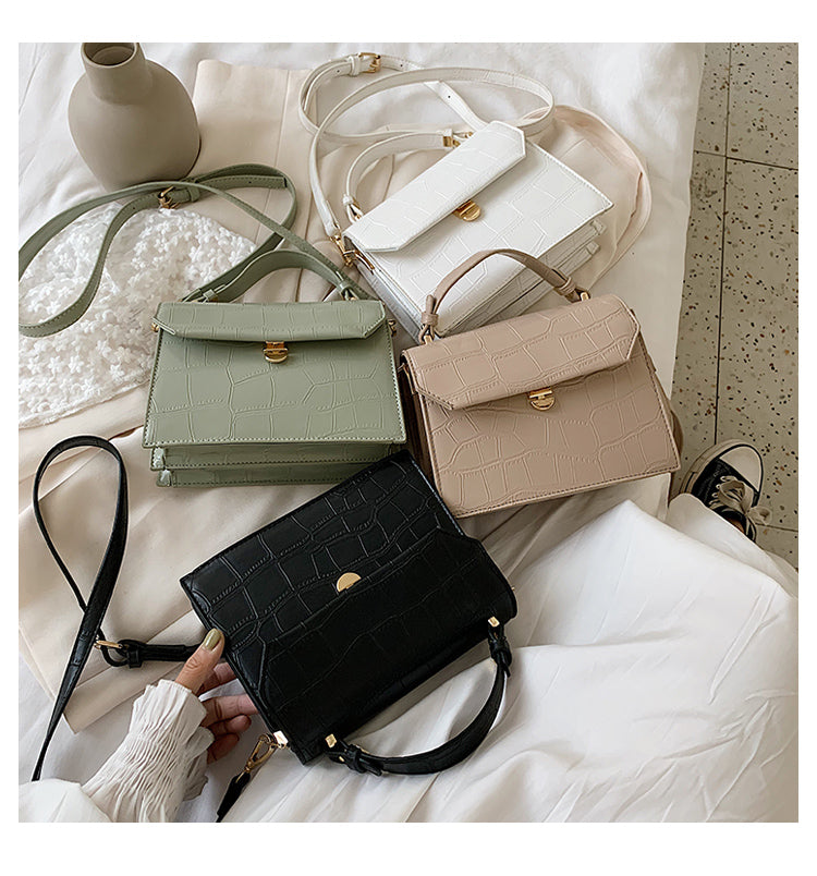 SWDF Stone Patent White Crossbody Bags For Women 2022 Small Handbag Small Bag PU Leather Hand Bag Ladies Designer Evening Bags