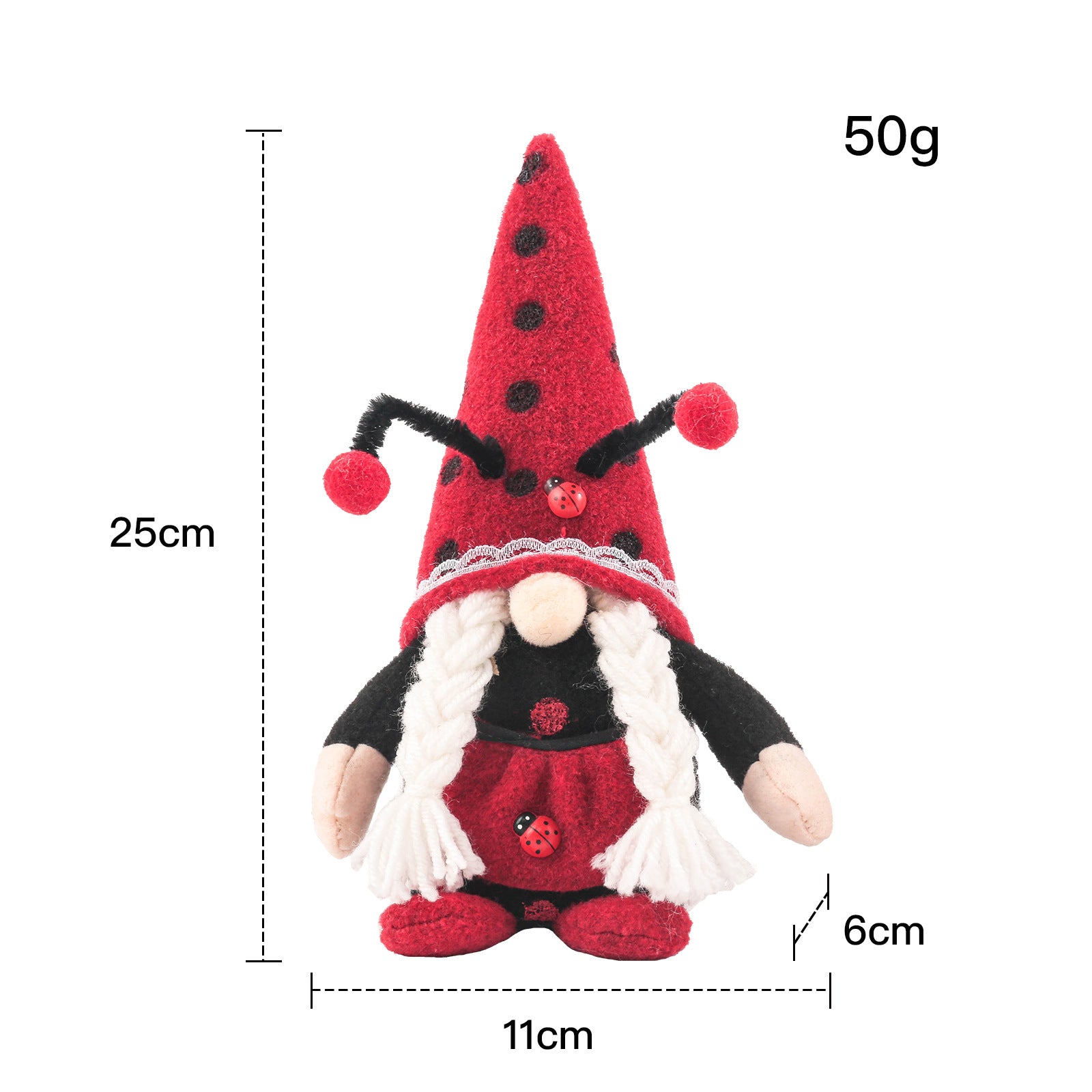 Ladybug Spotted Doll Long Hat Faceless Creative Gift Desktop Decoration