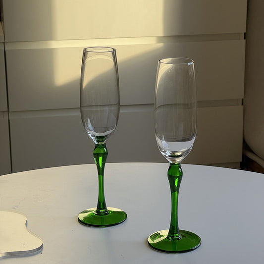 Household Tall Emerald Sparkling Wine Glass