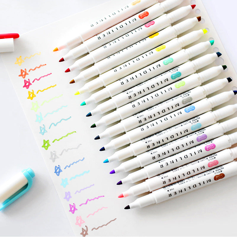 Elegant And Soft Double-headed Color Marker Pen