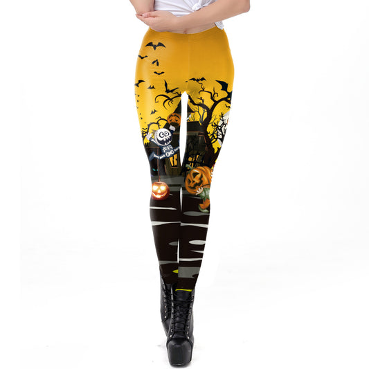 Halloween Costume Horror Ladies Skull Print Leggings