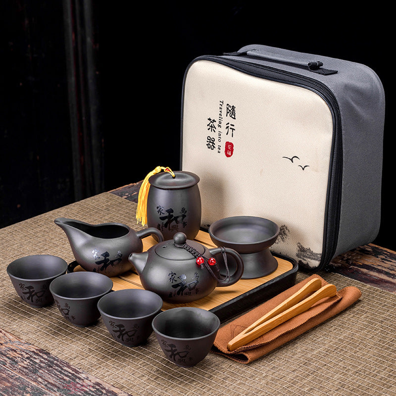 Zisha Travel One Pot Four Cups Portable Tea Set