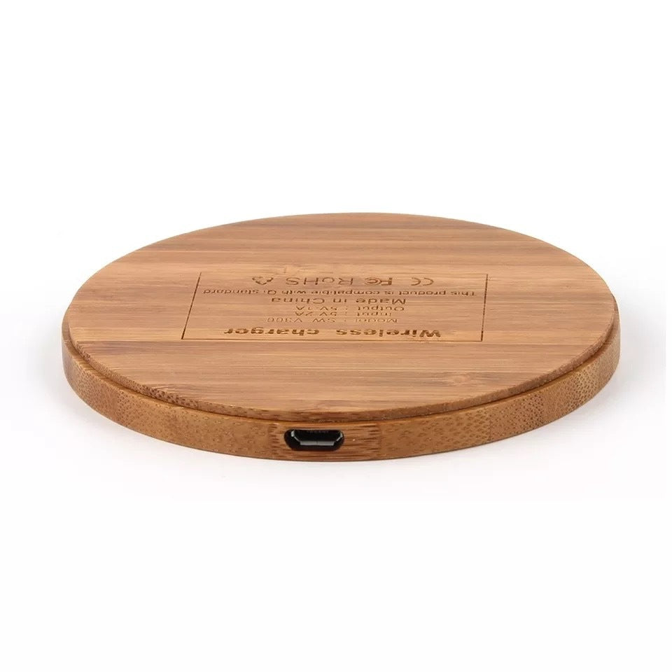 Real Bamboo Wood Square Round Wood Grain 10W Wireless Charging