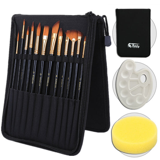 Black Rod Canvas Bag With Scraper, Board Brush, Art Supplies, Nylon Brush Set