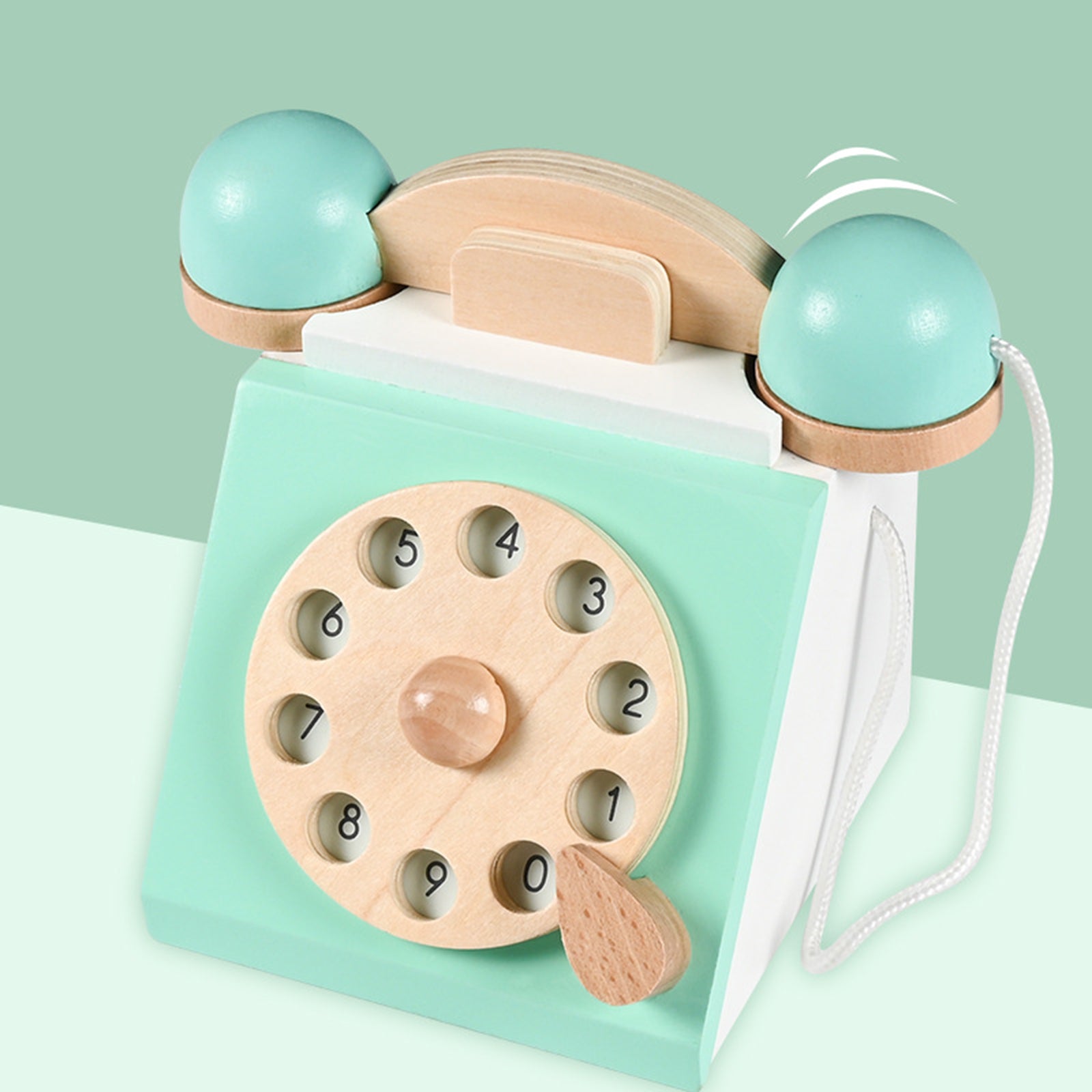 Simulation Wooden Antique Rotary Telephone