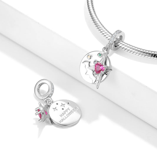 Bat And Cross Beads Halloween Collection 925 Silver Pendant Women's Bracelet DIY Accessories