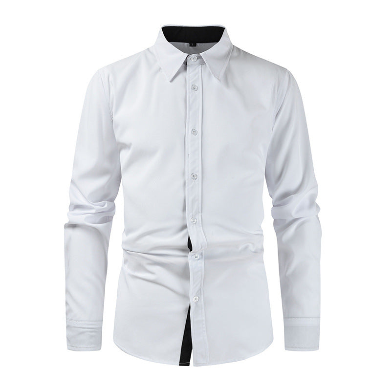 Long Sleeve Placket Fashion Contrast Casual Shirt