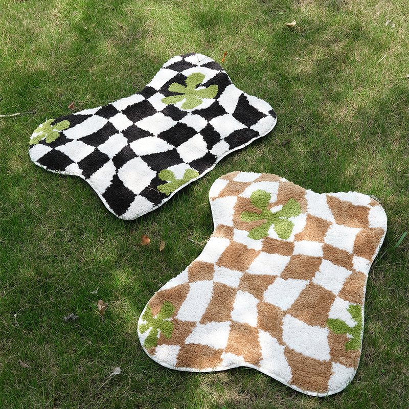 Autumn And Winter Checkerboard Circle Velvet Floor Mat Household