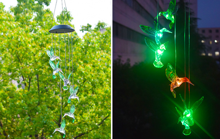 Color Changing Solar Power Wind Chime Crystal